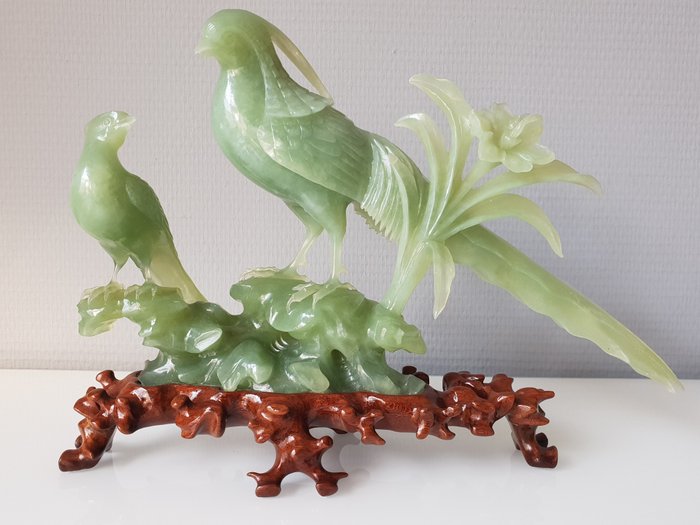 Sculpted birds in serpentine - China - 20th century