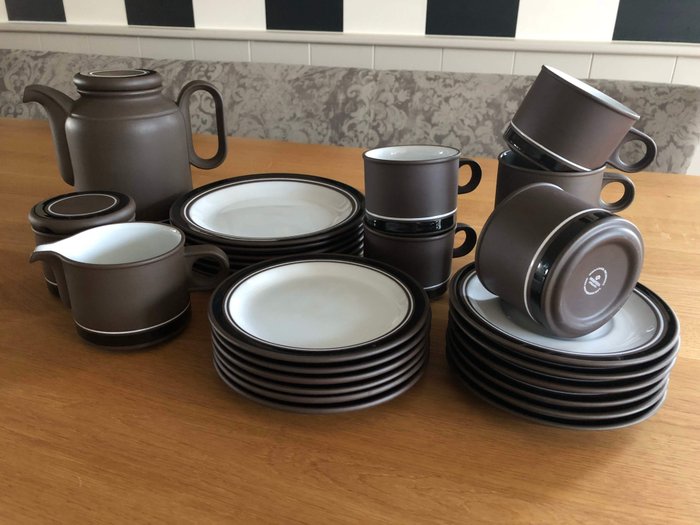Hornsea Pottery  Kaffee/Tee-Service für 6 - Palatine (Lancaster Vitramic Contrast) - Porzellan