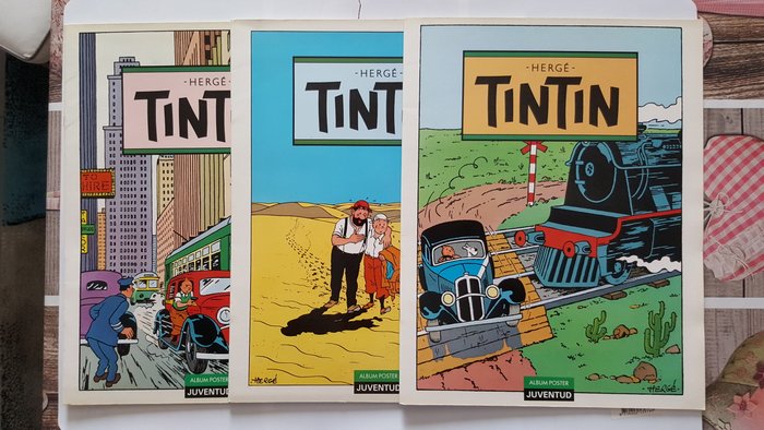 Tintin - 3x Album poster - Primeira edição - (1987)