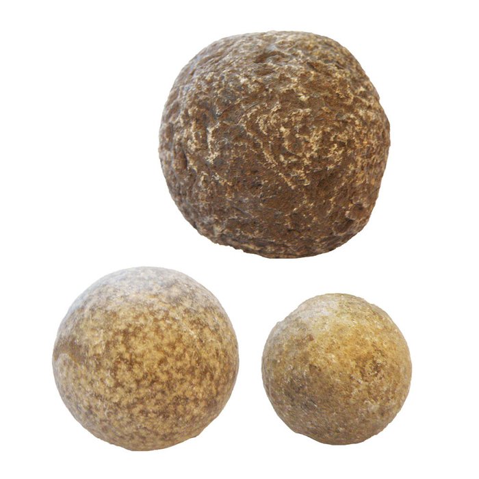 Ancient Roman Stone Ballista ball & 2 sling balls, 25-50mm - (3)