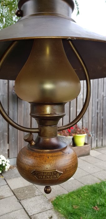 antique - . - ship lamp VIRGINIA BEACH - 1 of 1 - Glass, Wood, Copper