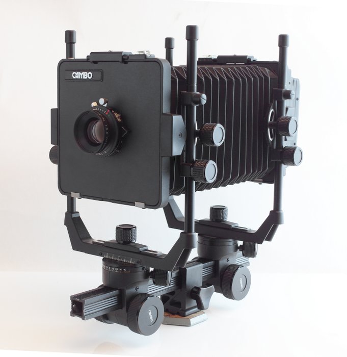CAMBO 4x5" view camera with Rodenstock Sironar-N 1:5.6/150mm MC in Copal 0 shutter, in custom-made Gorilla case