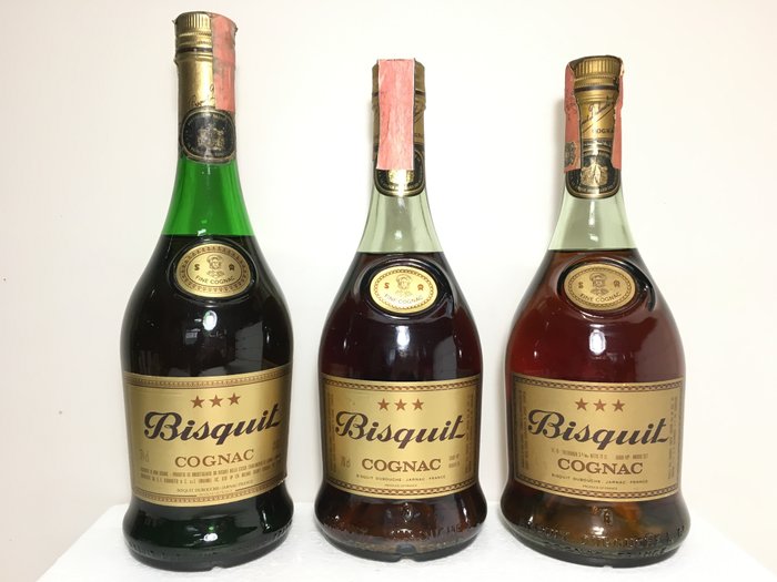 Bisquit Dubouché Fine Cognac 3 stars -  1970s to 1980s  - 3 bottles  