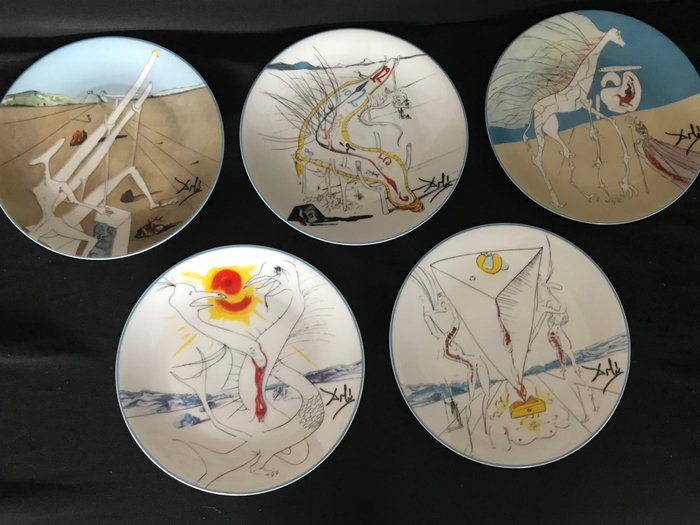 Salvador Dali - Limoges - Dish - Collection of 5 - Porcelain