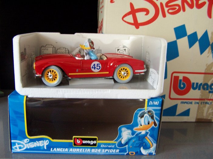 Bburago Donald Duck  Lancia aurelia B24 spider  - In originele verpakking - schaal 1 / 18 - 第一版
