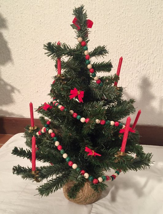 Decorazioni Albero Di Natale Con Foto.Piccolo Albero Di Natale Sintetico Con Decorazioni Catawiki