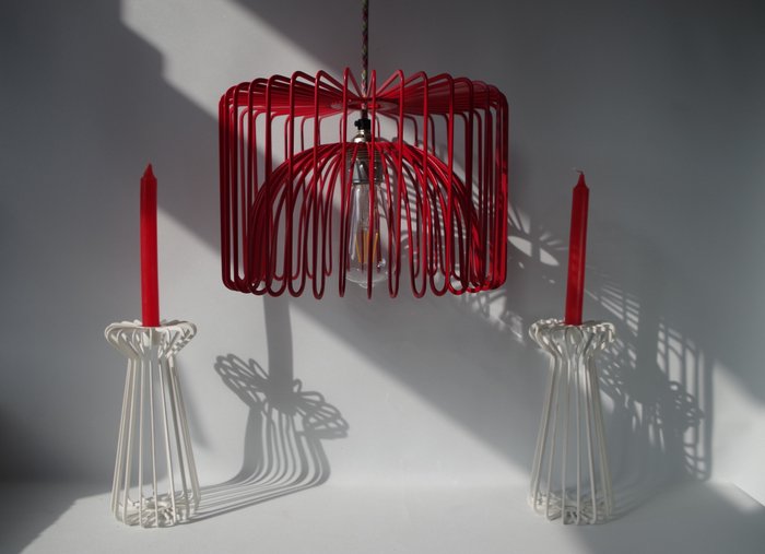 Ehlén Johansson - IKEA - 'Trådig' Obstschale und / oder Lampe mit 2 Kerzenständern