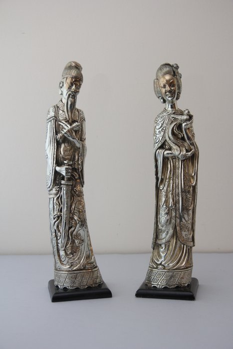 Pair of 925 silver plated sculptures - Japan - 1950-1999