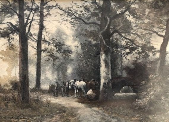 P.A. Schipperus (1840-1929) - Houthakkers met paarden - Catawiki