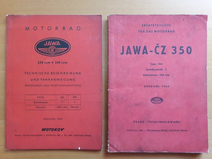 Technical Manual/Parts list/NOS - Jawa-CZ  250-350 - 1954-1954 (2 items) 