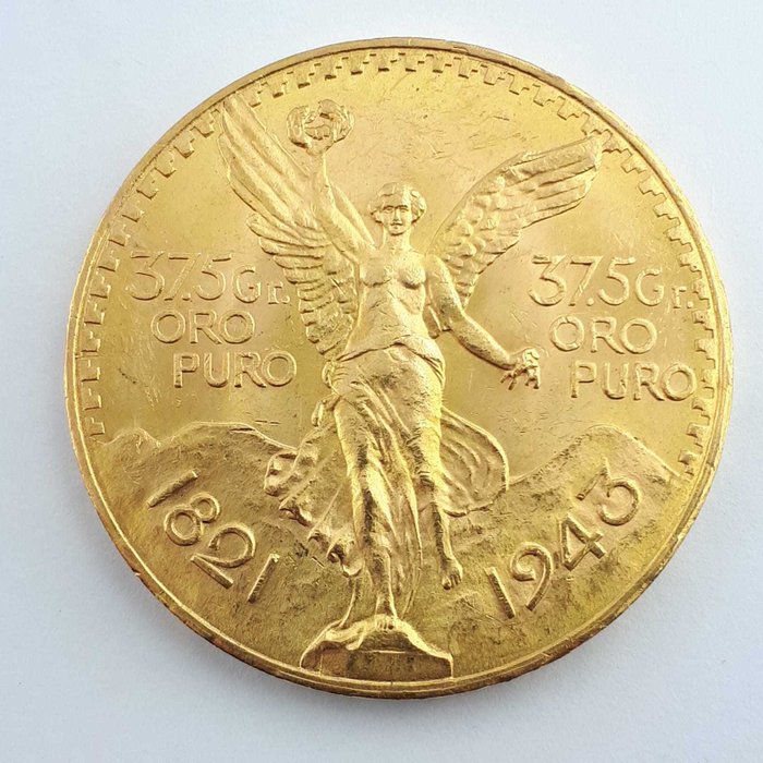 墨西哥 - 50 Pesos 1943 - 金色