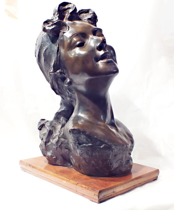Elia Sala (1864-1920) - Große Bronze Mädchen Büste