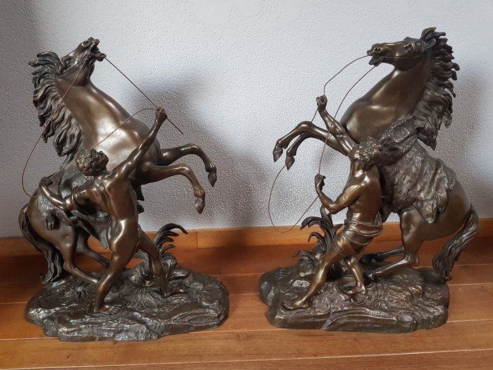 After Guillaume Coustou - statues of the "Chevaux de Marly" - Pair of 2 - Bronze - about 1900