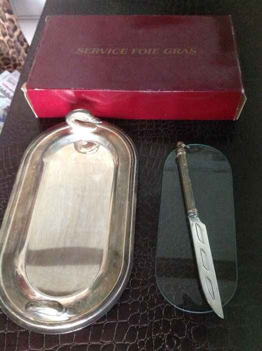 JD. - Service "foie gras" Metal Silver - Glass, Silverplate