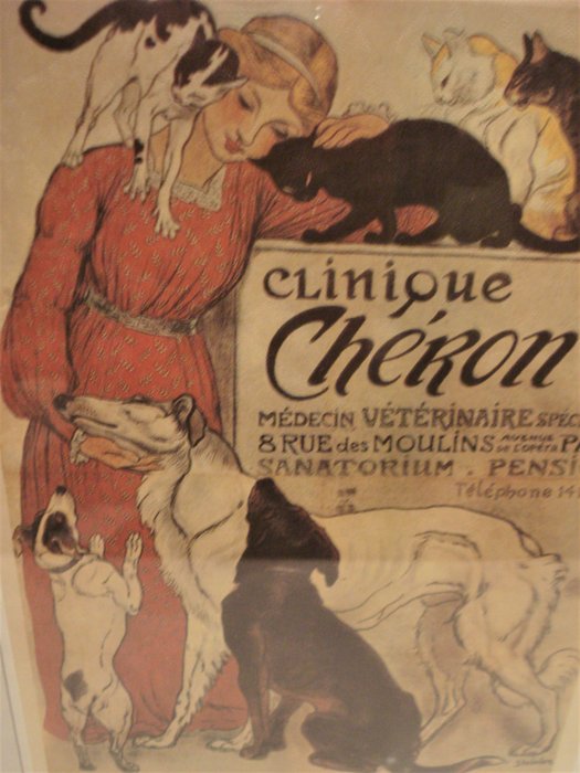 Clinique Cheron Dogs Vintage French Nouveau France Poster Print Advertisement 