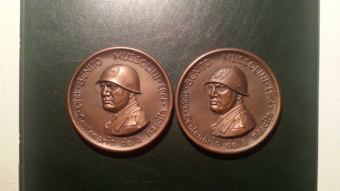 Italy - Pair of medals "Centenary of the birth of Benito Mussolini"