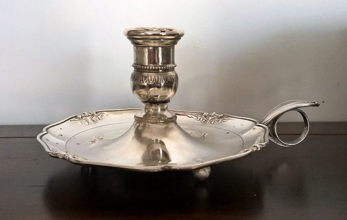Uralte Kerzenhalter liegen, S.I.A.P. Alexandria - .800 Silber - Italien - 1900-1949