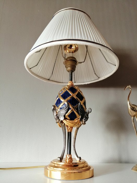 Franklin Mint  - Fabergé - "Fabergé Imperial Egg Lamp" - original - Koboltblå Porselen