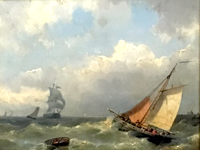 Charles-Louis Verboeckhoven (1802-1889) - Zeilboten op stormachtige zee