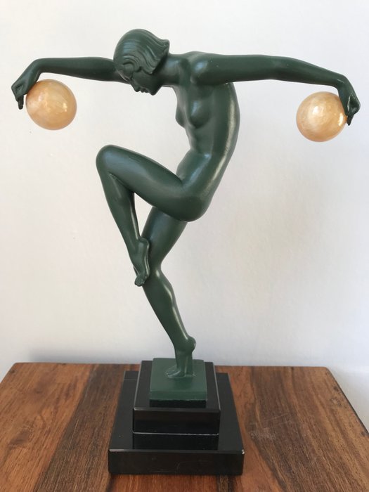 Max Le Verrier/ Denis - Art Deco danser figuur Danseuse aux Boules