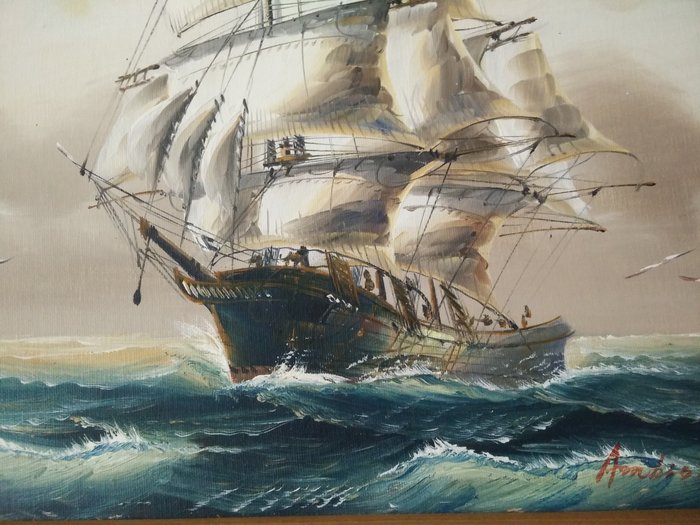 John Ambrose - Sailing ship in rough ocean 