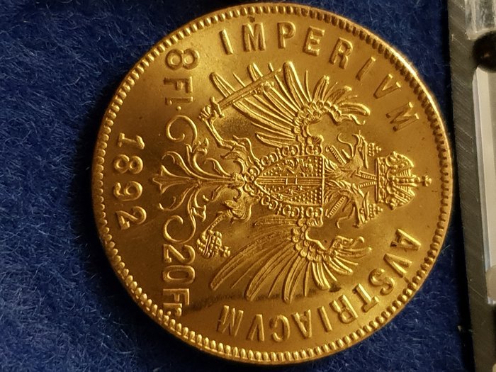 Austria - 8 Florins-20 Francs 1892 Franz Joseph I - gold