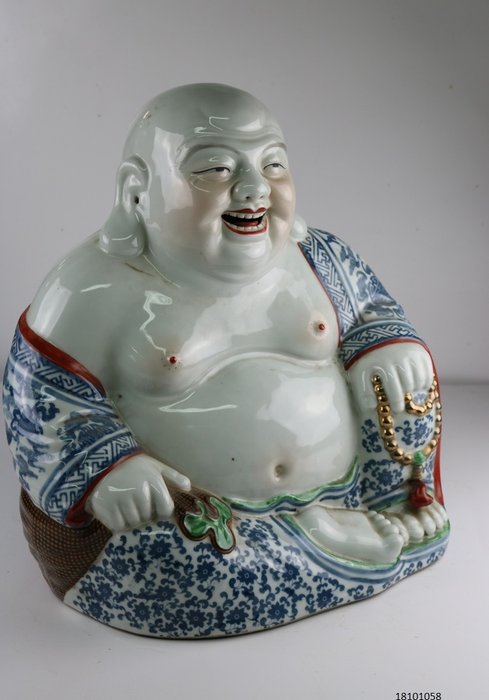 Beautiful large Chinese porcelain Buddha, marked - China - 2nd half 20th century