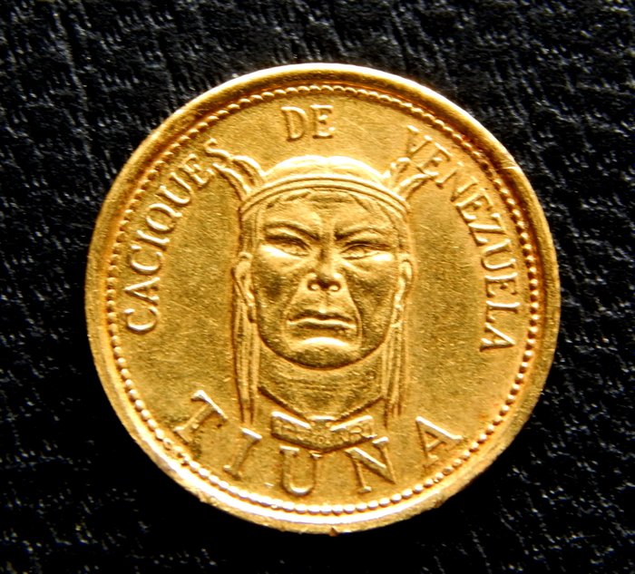 Venezuela - 5 Bolívares (1957) - Tiuna - Caciques de Venezuela del siglo XVI - Gold