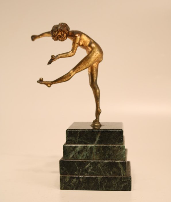 Claire Colinet (1880-1950)  - Bronze Art Deco-billede jonglering naken