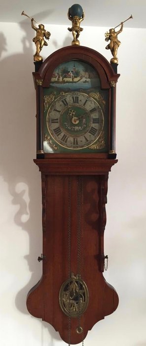 Antyczny fryzyjski zegar ogonowy - Drewno, dąb, Mosiądz - XVIII wiek