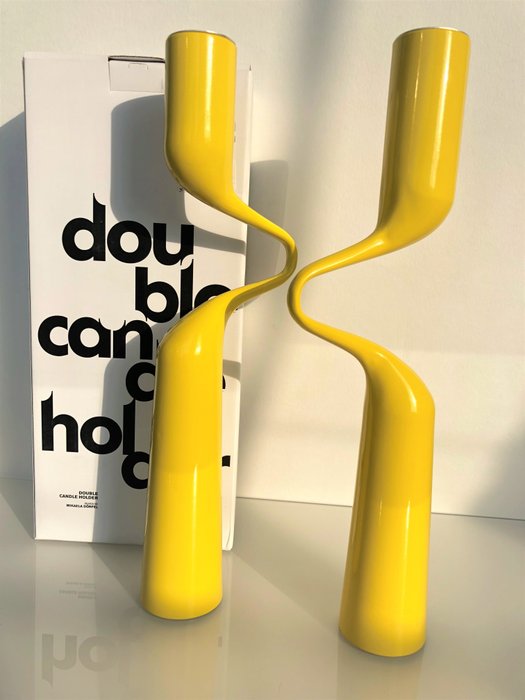 Mikaela Dorfel Menu Danish Modernest Yellow Enamel Candle Holders 