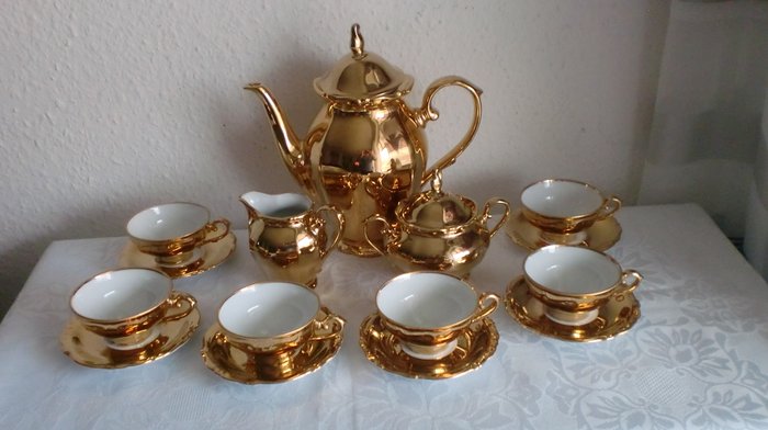 Winterling Kirchenlamitz Bavaria - Mocha service / tea service for 6 persons - 24 Carat Gold, Porcelain