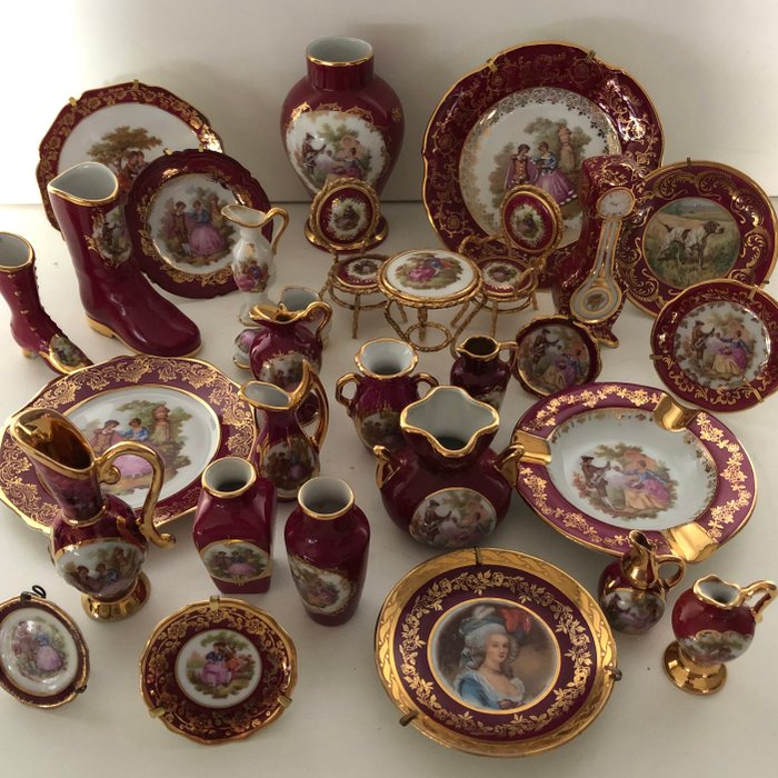 Limoges France - 30-piece porcelain miniatures collection.