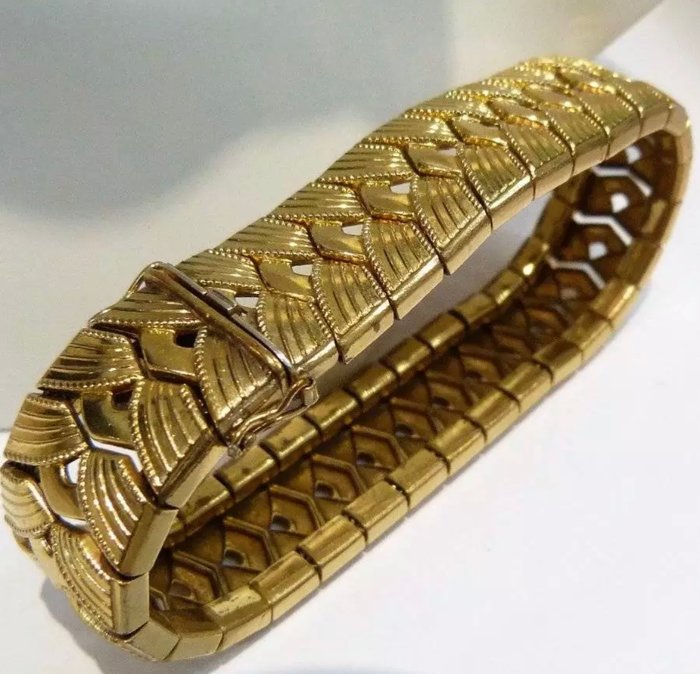Plaque of lamine gesigneerd Zwitserse armband - Goud gevuld