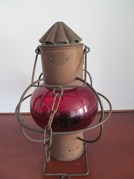 "J. Vogels-Boon" lampă de navă 360 ° cu sticlă roșie - Cupru și sticlă - A doua jumătate a secolului 19