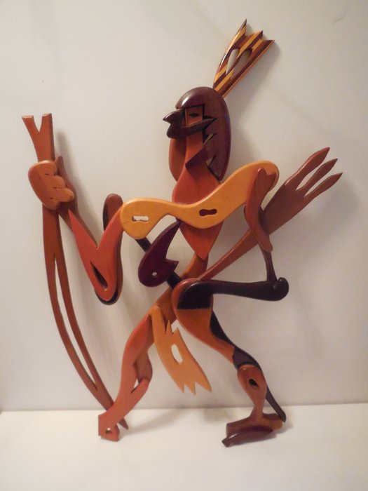 Sculpture Thérianthropie half-man half-animal 70 cm - Wood