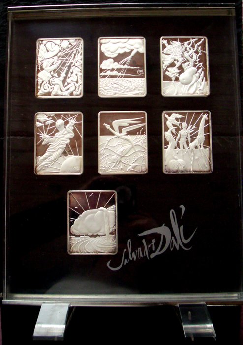 “創造的七天” -  7枚獎牌 - 套完整的收藏 - .1000 銀 - Salvador Dali - 西班牙 - 1979年