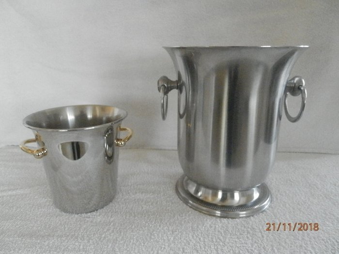 jean Couzon (orfèvre) et guy degrenne  - champagne bucket and ice bucket - Near set of 2 - stainless steel 18/10