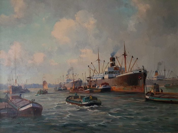 Conrad van Reken (1878-1959) - Haven schilderij