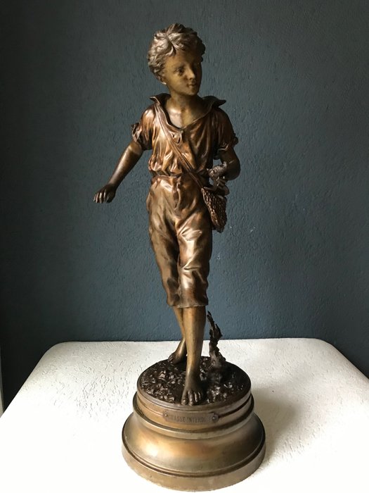 Ernest Rancoulet (1870 - 1915) - Statue - "Chasse Interdite" - Zamak-Legierung - um 1900