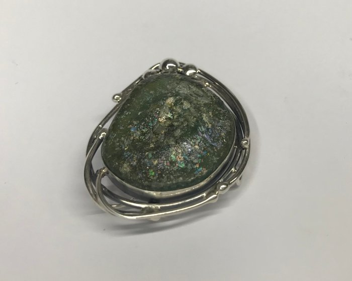 AVI SOFFER - Brooch - Silver - Antique Roman glass