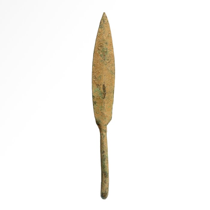 Antiguo Imperio Romano cabeza de flecha de bronce 200 AD en caso de exhibición 1 por puja