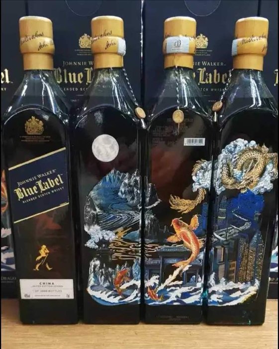 4 bottles - Johnnie Walker Blue Label Limited Edition 'Carp & Dragon' 750ml x 46%