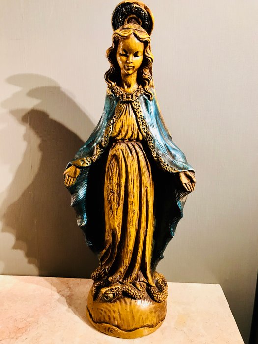 Merlini - Holy Mary standing on snake with apple in the mouth - Plaster
