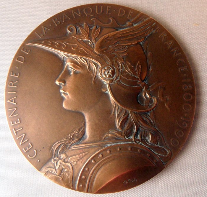 France - Medaille "Centenaire de la Banque de France 1800–1900"by Oscar Roty - bronze