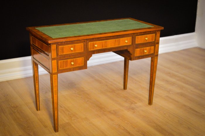 Desk Writing Table Inlaid Leather Top Walnut Napoleon Iii