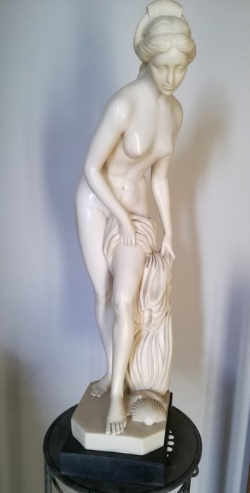 A. Santini - large renaissance image naked woman signed -carrara marble