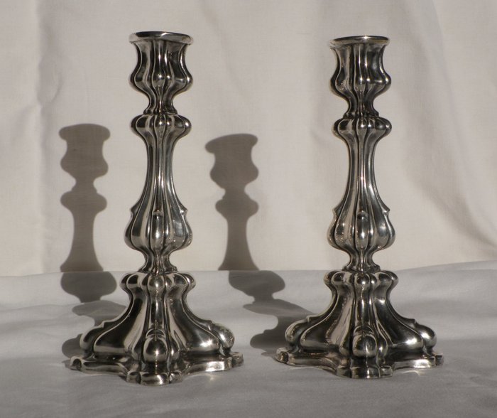 Candlestick - Pair - Silverplate - norblin & co galw warszawa - Russia - 1875-1899
