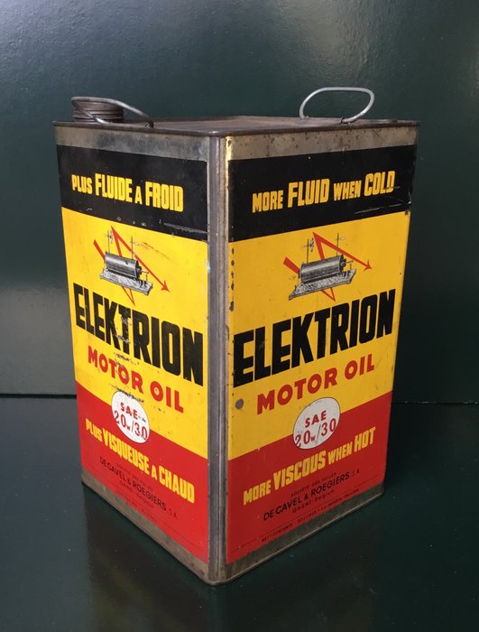 Antique 20 litros pode Elektrion Motor Oil, - Elektrion - 1945-1950 