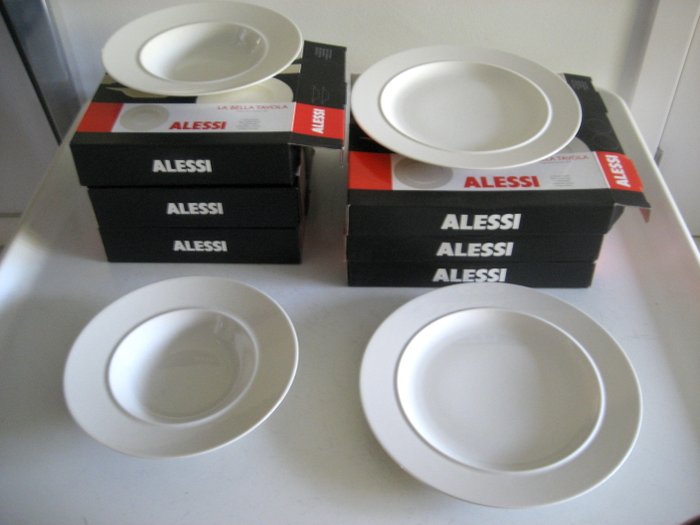 Ettore Sottsass - Alessi - Alessi - La Bella Tavola - 6 dinner - 6 deep plates - 12 - porcelain